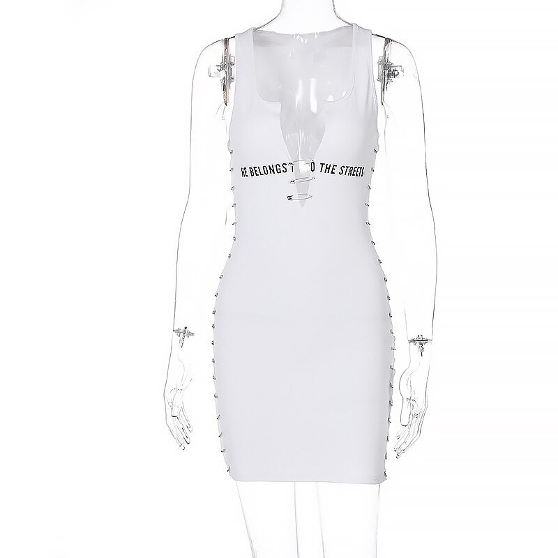 Hugcitar 2021 Sleeveless  Mini Dress Patchwork  With Corset Patchwork Zipper Bodycon Sexy Streetwear Casual Y2K