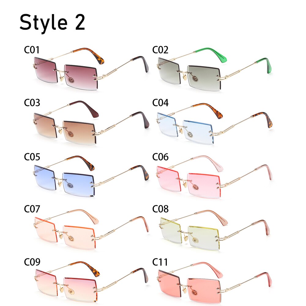 1PC Fashion Rimless Small Rectangle Sunglasses Traveling Style Mountaineering Sun Glasses UV400 Shades 2021 New Summer Eyewear