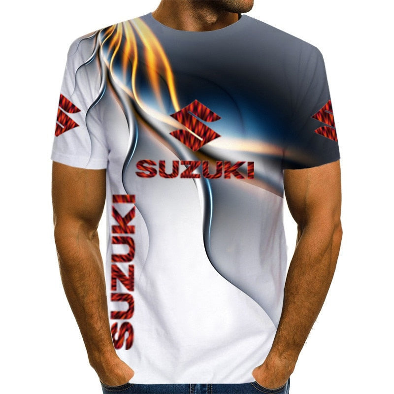 Men's Summer Outdoor Sportswear Racing Cross-country Cycling Top 3D Printing Suzuki Motorcycle Men's Short-sleeved T-shirt