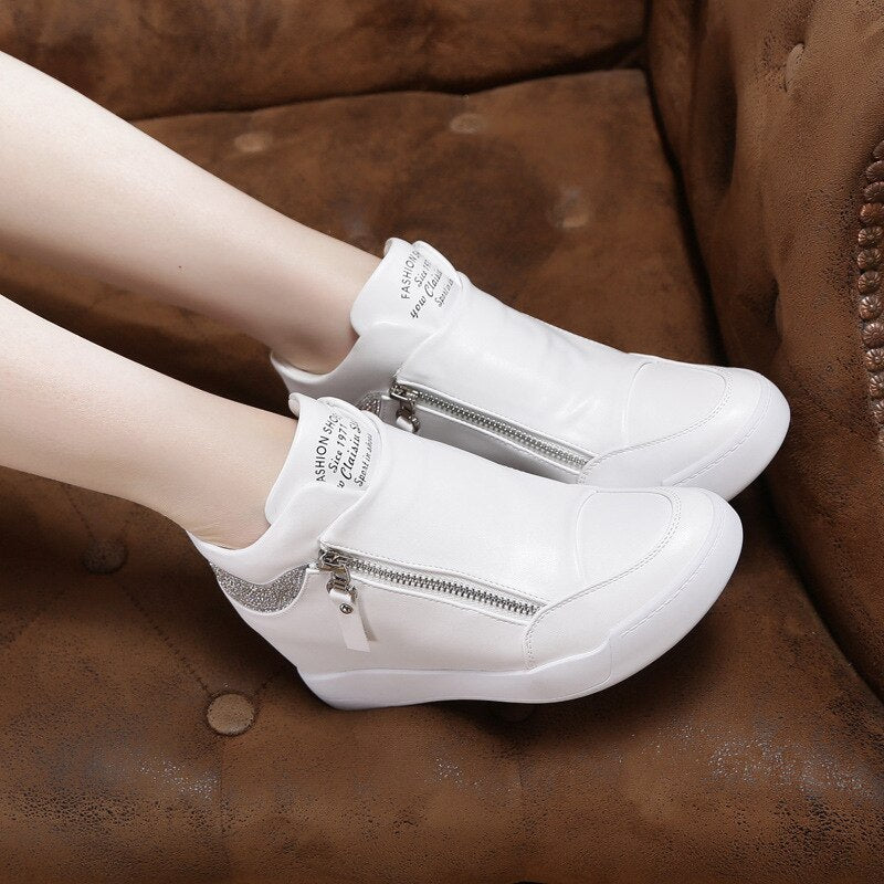 Winter Black White Hidden Wedge Heels sneakers Casual Shoes Woman high Platform Shoes Women's High heels wedges Shoes For Women
