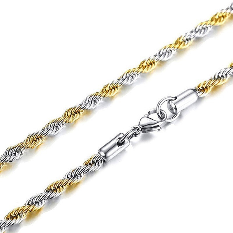 LETAPI Hip Hop Rope Chain Gold Silver Color Stainless Steel Necklace For Women Men Fashion Multiple Colour Chain Jewelry Gift