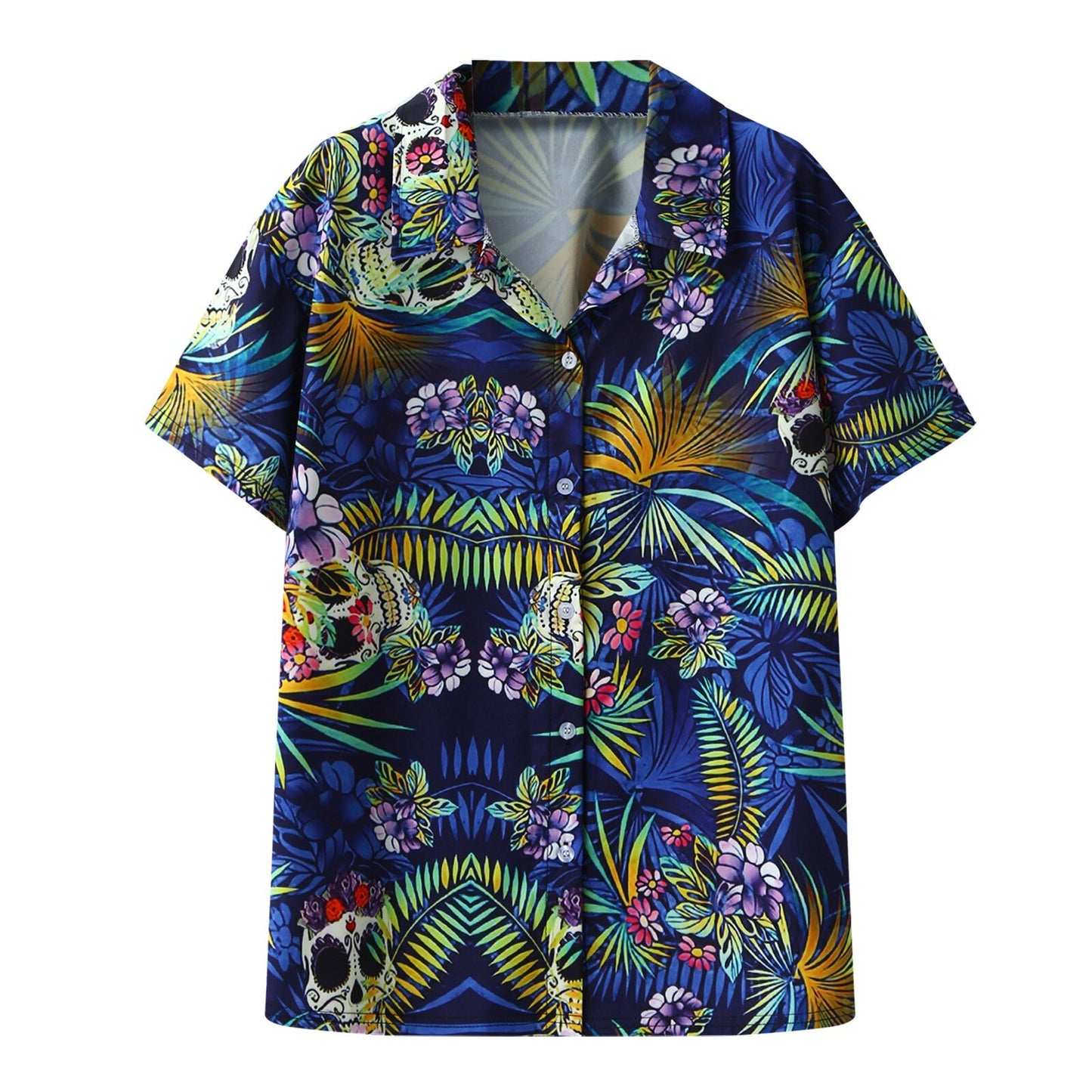 Summer Men Printed Shirt Lapel Casual Chic Button Short Sleeve Camisas Hombre 2021 Fashion Streetwear Hawaiian Beach Shirts
