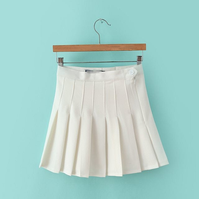 Fashion Women Sexy Pleated Mini Skirt School Girl Skater Tennis Skirt High Waist Flared White Red Female Short Summer Skirt