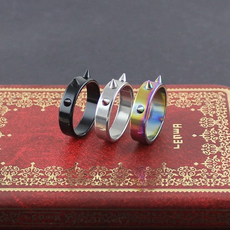 Self-Defense Stainless Steel Ring Halloween Punk Hip Hop Men's And Women's Thorn Jewelry Nails Barbed Prom Ring Gift Accessories